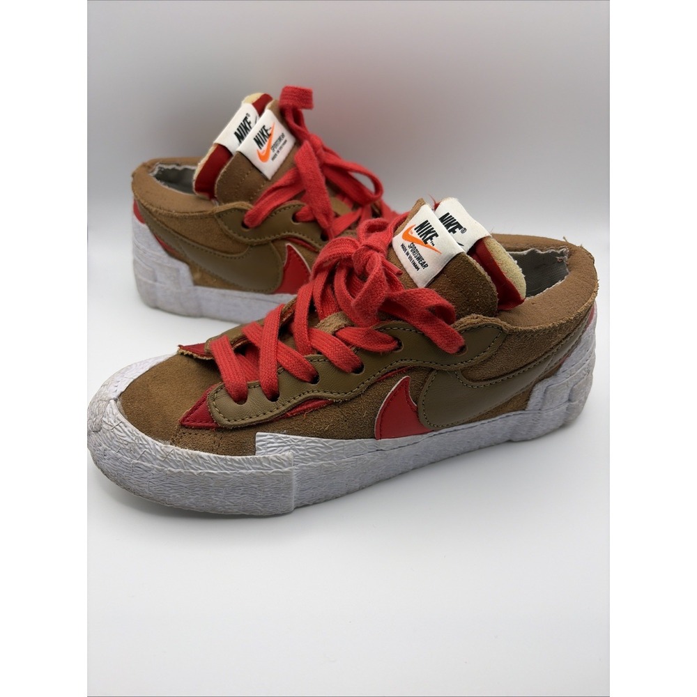 Nike Blazer Low Sacai British Tan Red Size 4